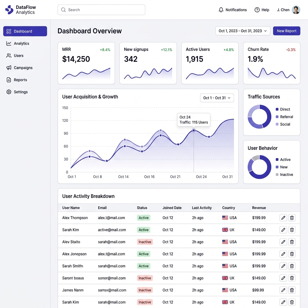 SaaS Analytic Dashboard — US